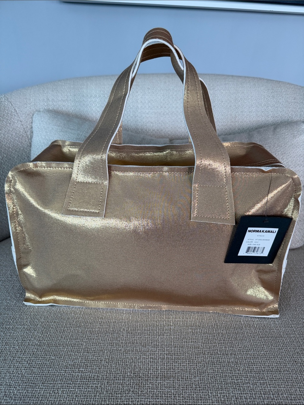 Norma Kamali Box Bag Metallic Gold